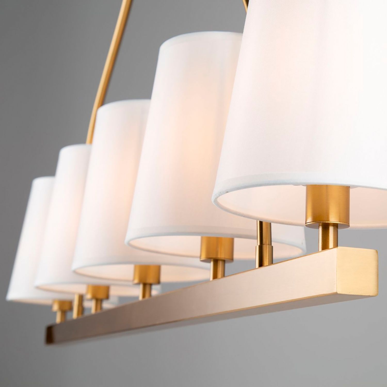 Rhythm 40.2" Wide 5-Light Brushed Gold Island Light With White Linen S