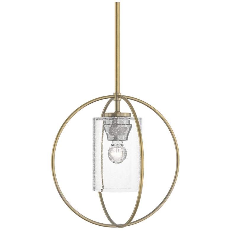 Image 1 Rhythm Modern Brass Mini Pendant With Seeded Clear Glass