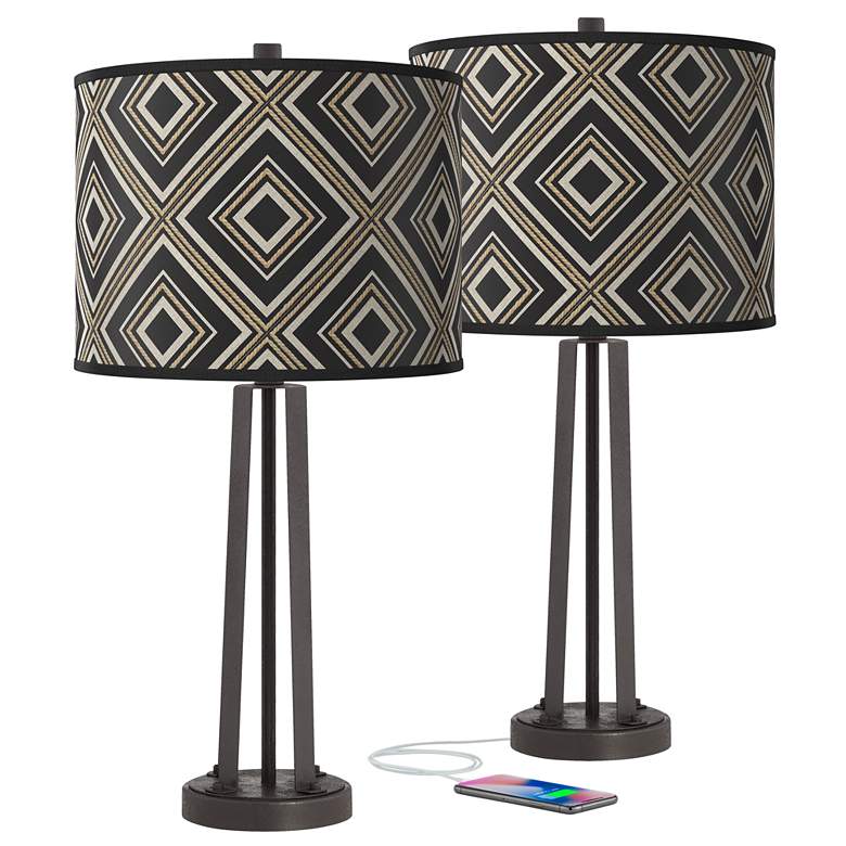 Image 1 Rhythm Susan Dark Bronze USB Table Lamps Set of 2