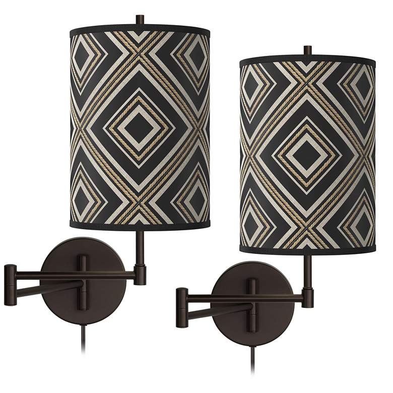 Image 1 Rhythm Tessa Bronze Swing Arm Wall Lamps Set of 2