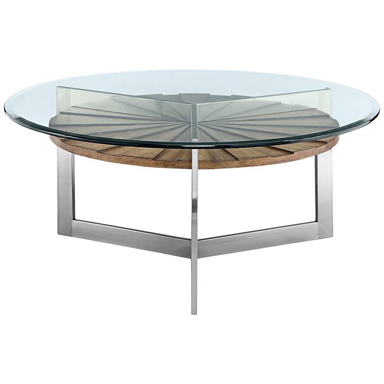 Image 1 Rialto 38 inch Wide Glass Top Modern Round Cocktail Table