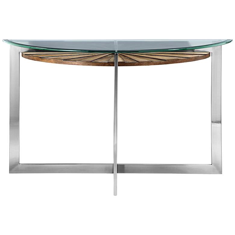 Image 1 Rialto 46 inch Wide Glass-Top Modern Demilune Sofa Table