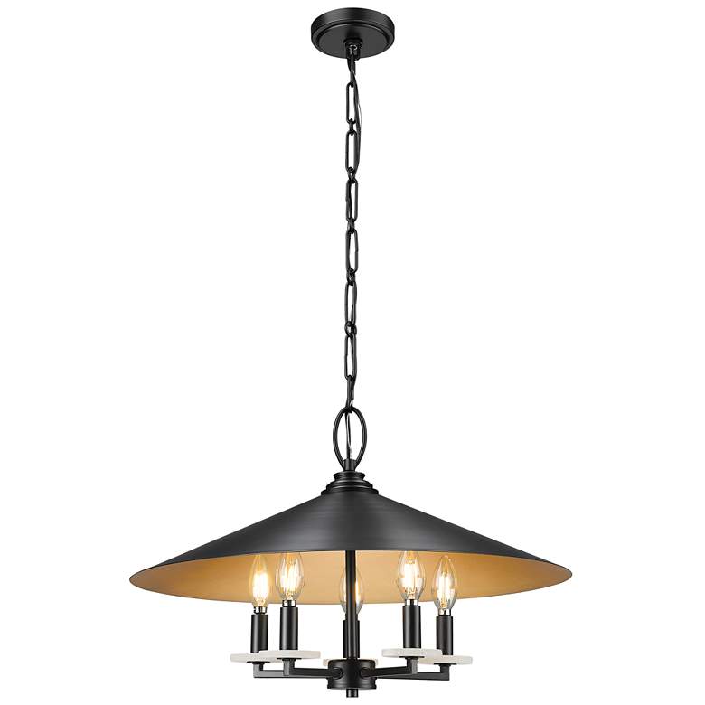 Image 1 Rialto by Z-Lite Matte Black 22 inch 5 Light Pendant
