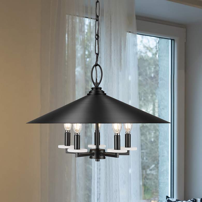 Image 1 Rialto by Z-Lite Matte Black 22 inch 5 Light Pendant