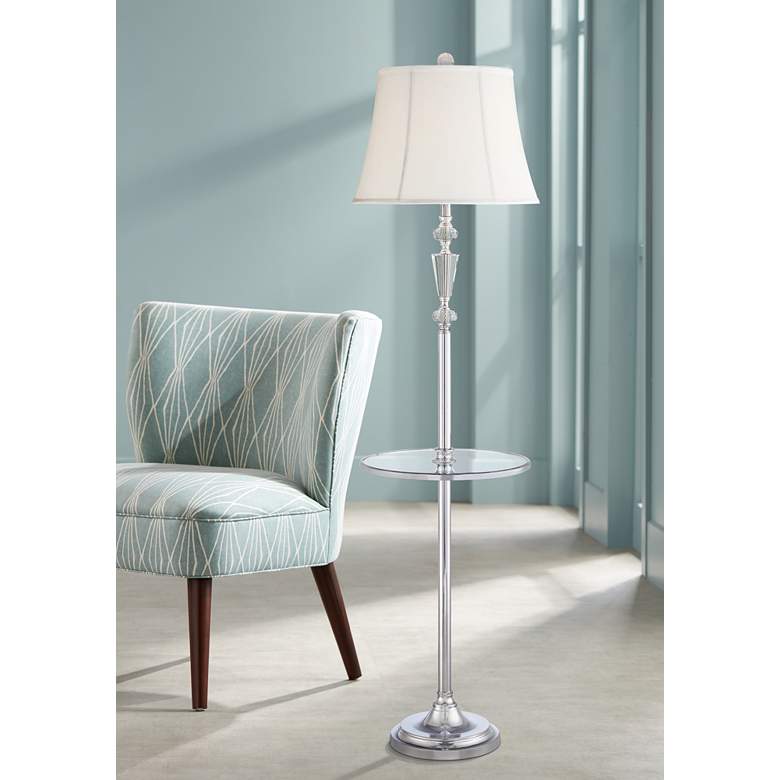 Image 1 Rianna Crystal and Metal Floor Lamp with Tray Table