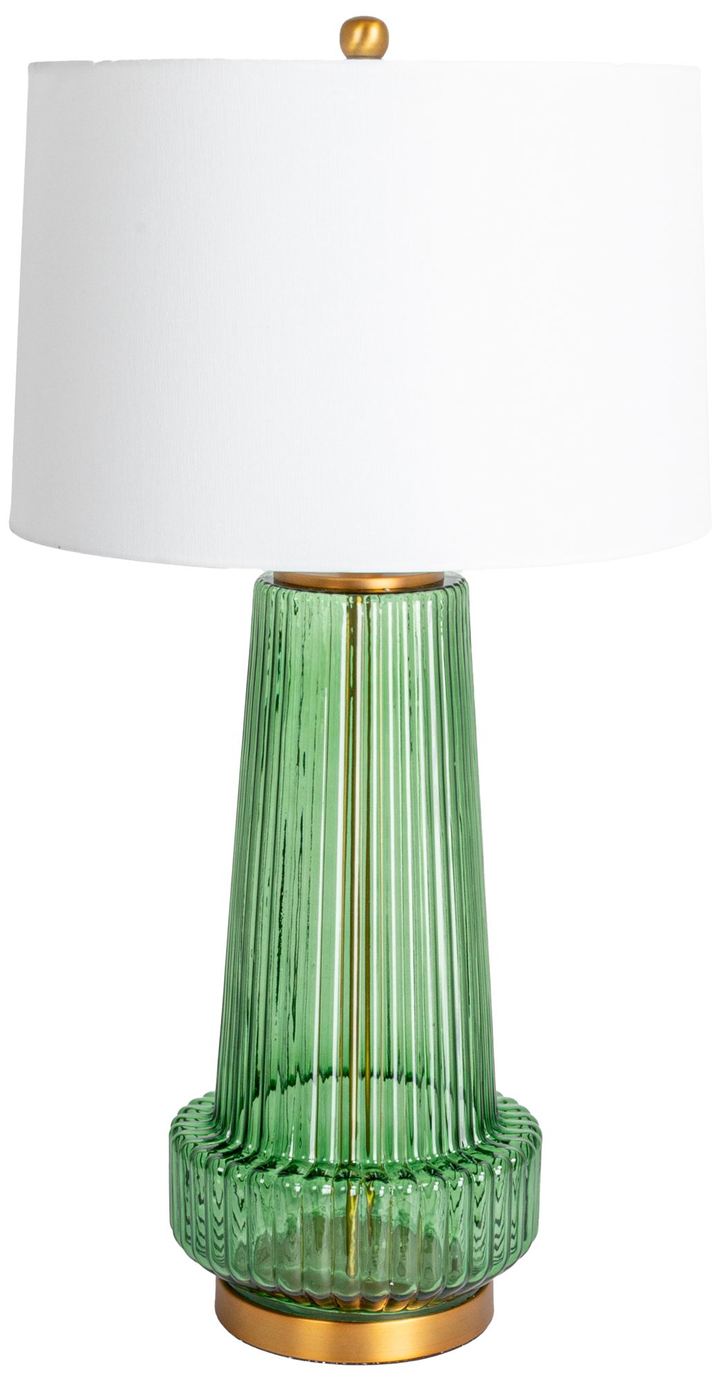 Image 2 Ribbed Glass Table Lamp with Tapered Dru