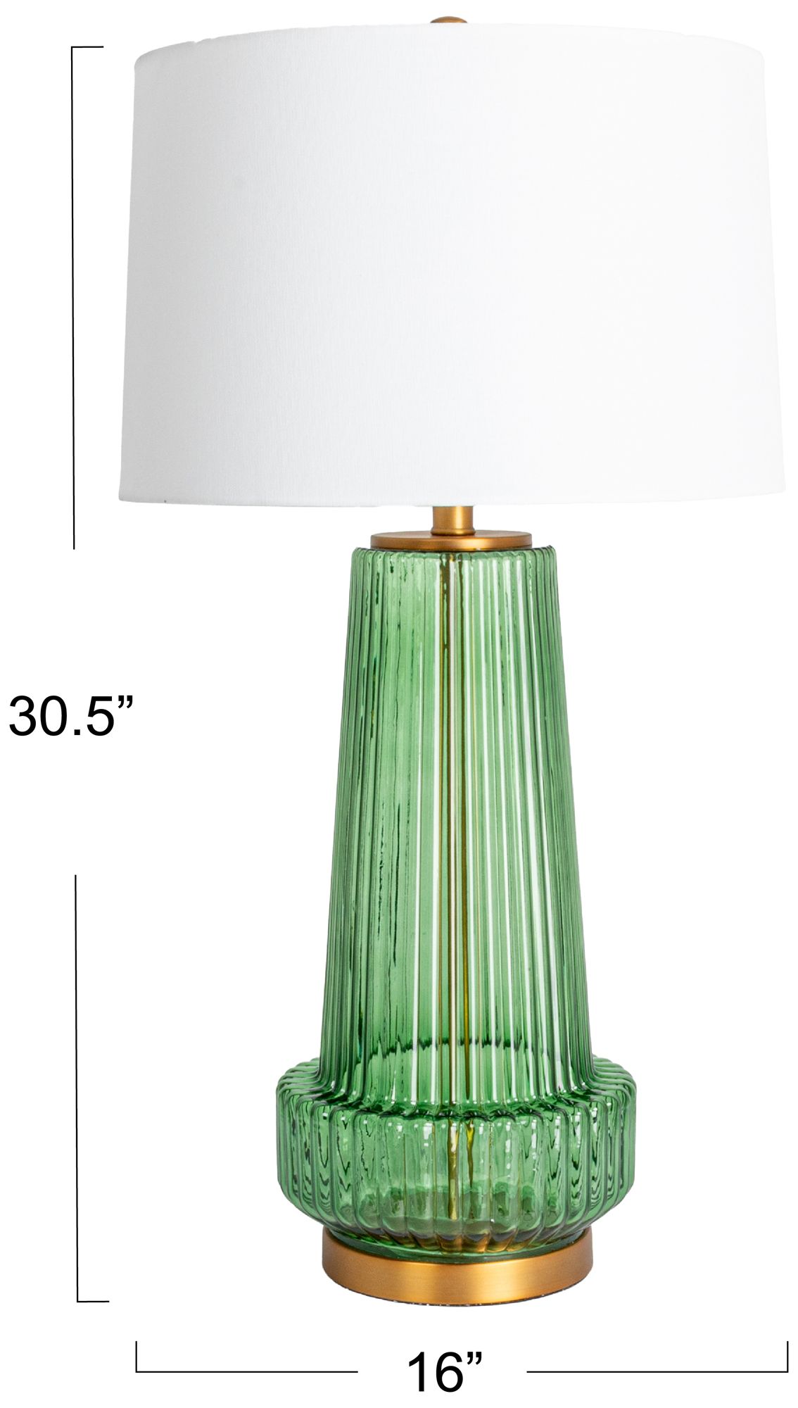 Image 3 Ribbed Glass Table Lamp with Tapered Dru more views