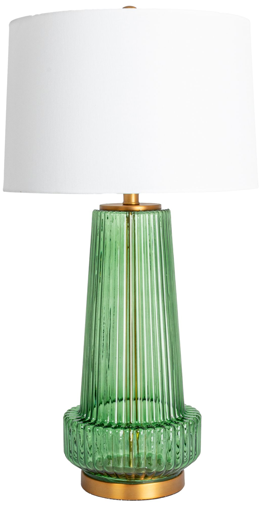 Image 4 Ribbed Glass Table Lamp with Tapered Dru more views
