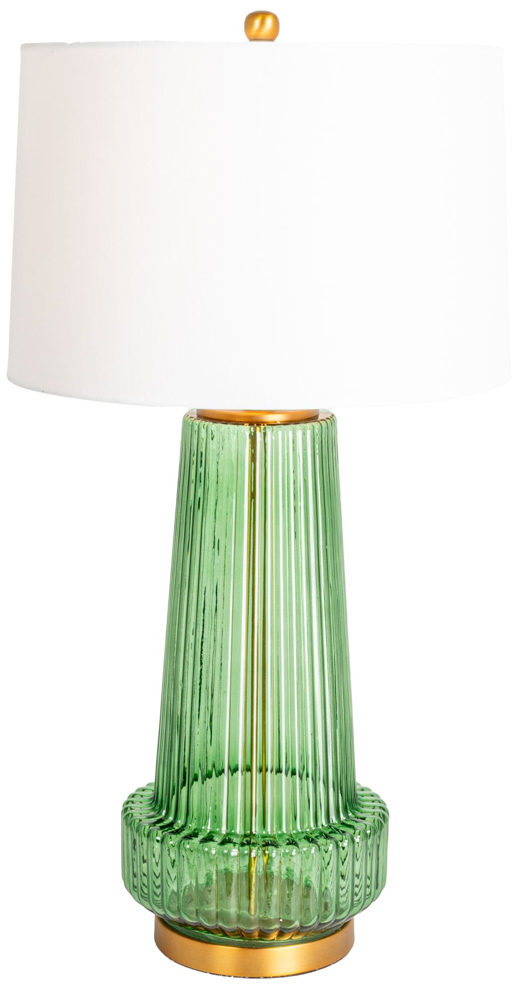 Image 5 Ribbed Glass Table Lamp with Tapered Dru more views