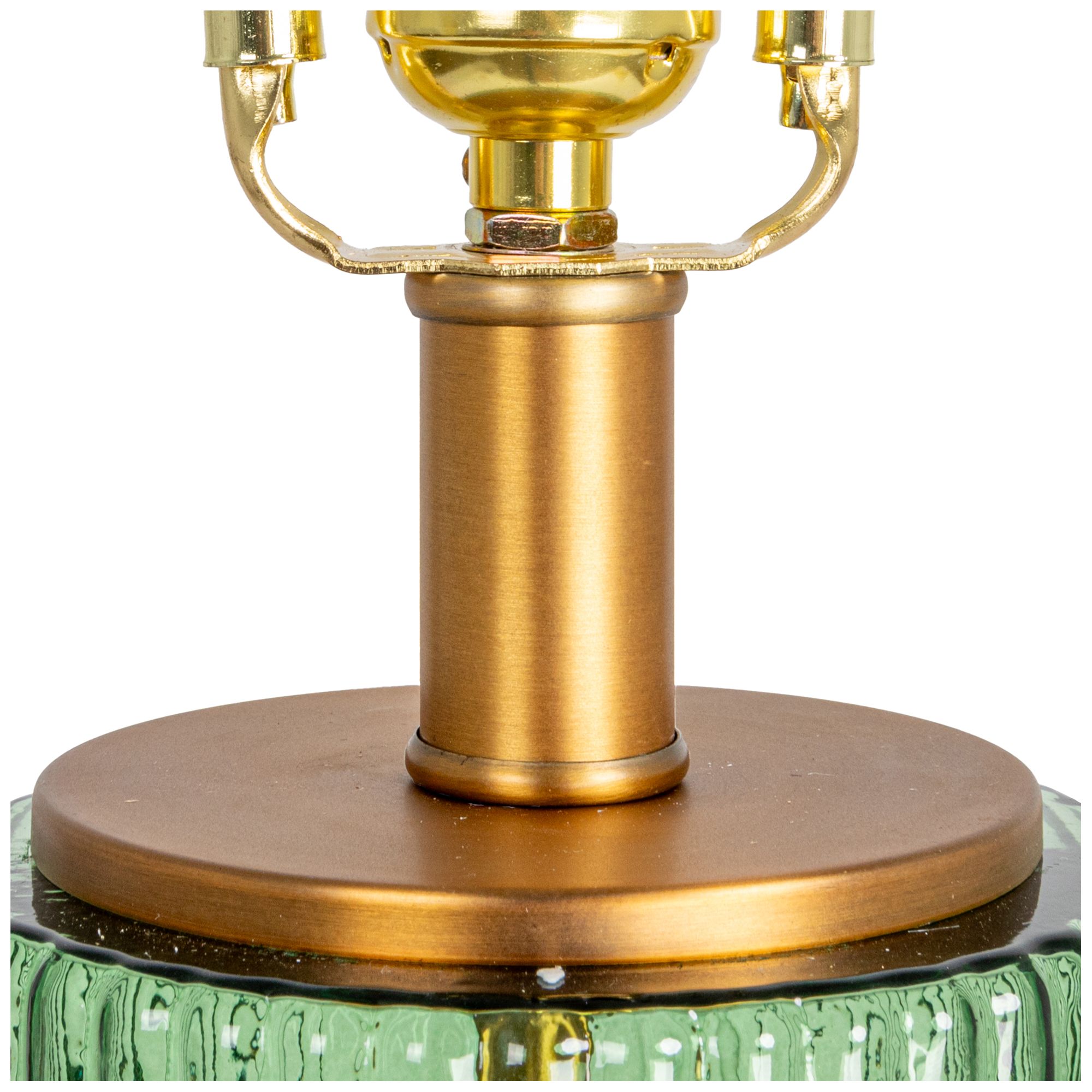 Image 7 Ribbed Glass Table Lamp with Tapered Dru more views