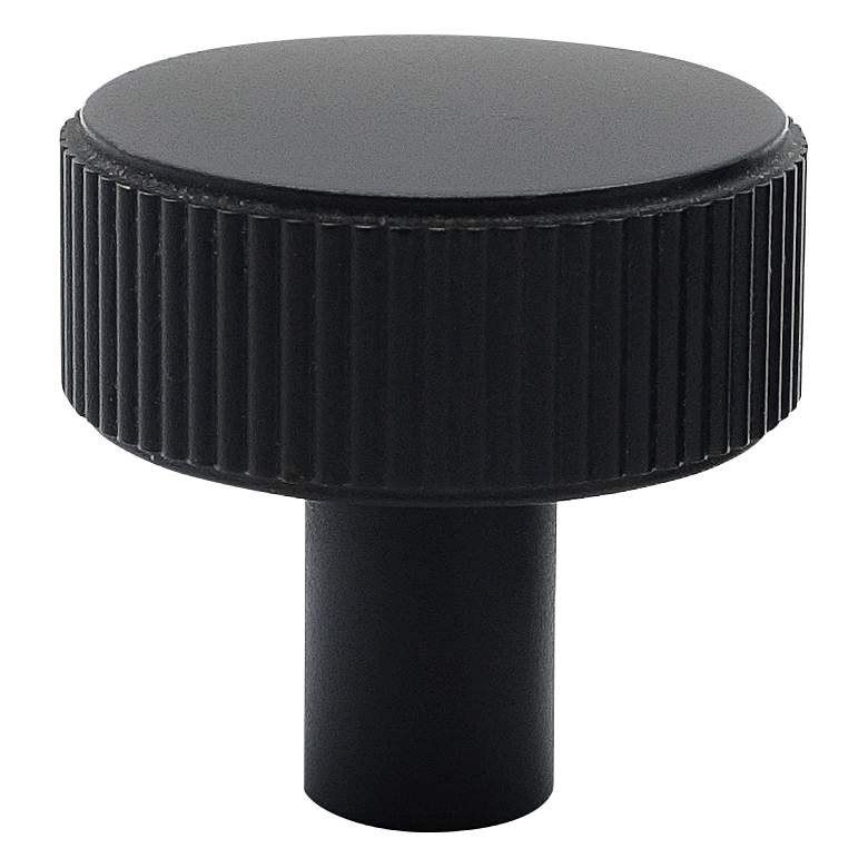 Image 1 Ribbed Matte Black Metal 1 1/2" Wide Cabinet Knob