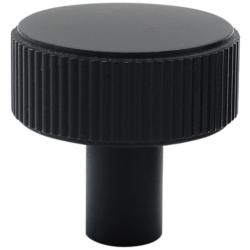 Ribbed Matte Black Metal 1 1/2" Wide Cabinet Knob