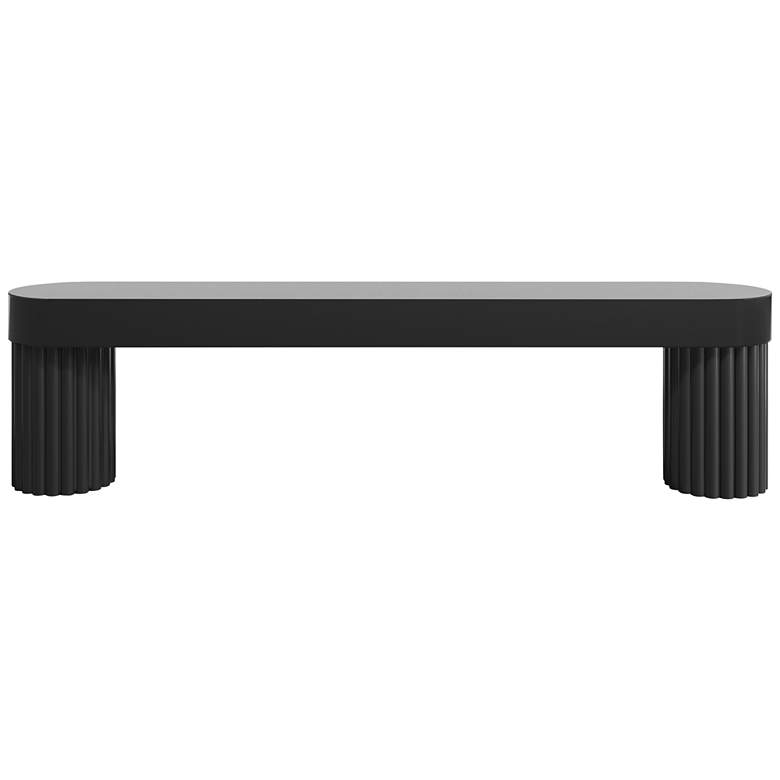 Image 1 Ribbed Matte Black Metal 4 1/2" Wide Cabinet Pull