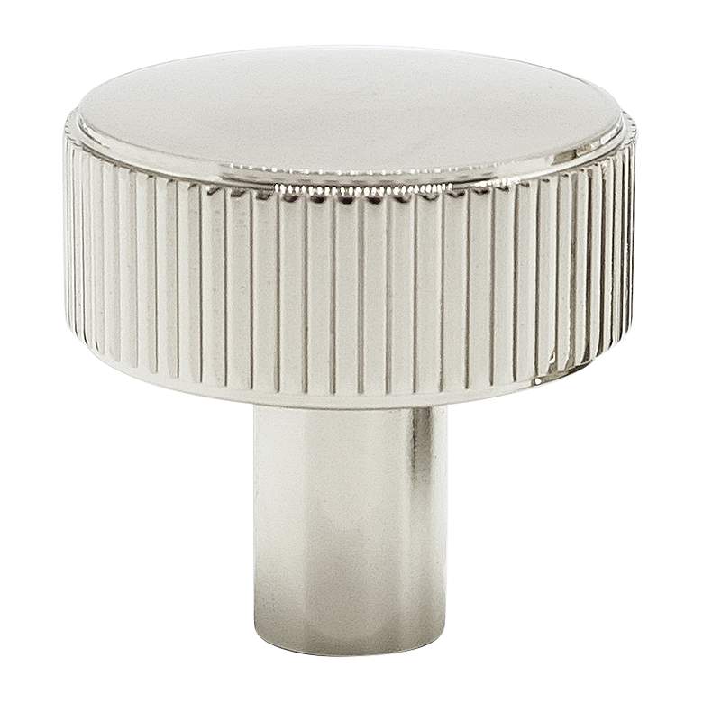 Image 1 Ribbed Polished Nickel Metal 1 1/2" Wide Cabinet Knob