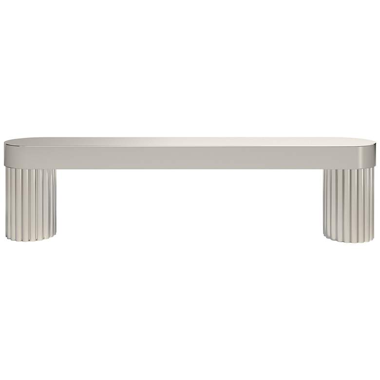 Image 1 Ribbed Polished Nickel Metal 4 1/2" Wide Cabinet Pull