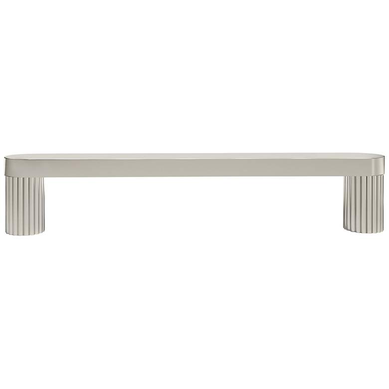 Image 1 Ribbed Polished Nickel Metal 5 1/2" Wide Cabinet Pull