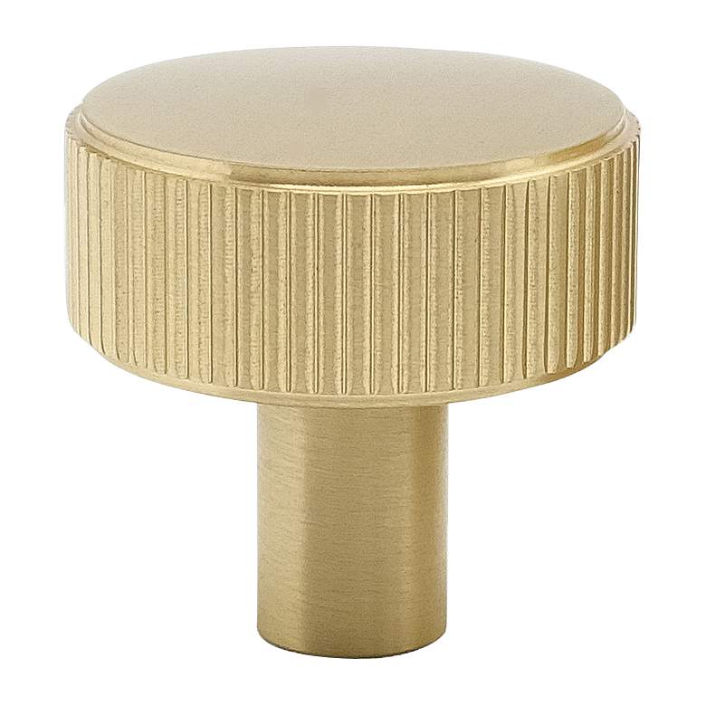 Image 1 Ribbed Satin Brass Metal 1 1/2" Wide Cabinet Knob