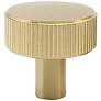 Ribbed Satin Brass Metal 1 1/2" Wide Cabinet Knob