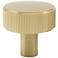 Ribbed Satin Brass Metal 1 1/2" Wide Cabinet Knob