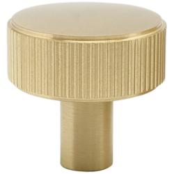 Ribbed Satin Brass Metal 1 1/2" Wide Cabinet Knob