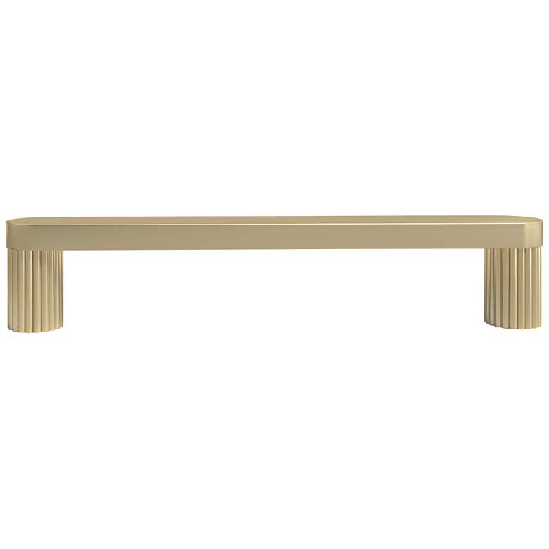 Image 1 Ribbed Satin Brass Metal 5 1/2" Wide Cabinet Pull