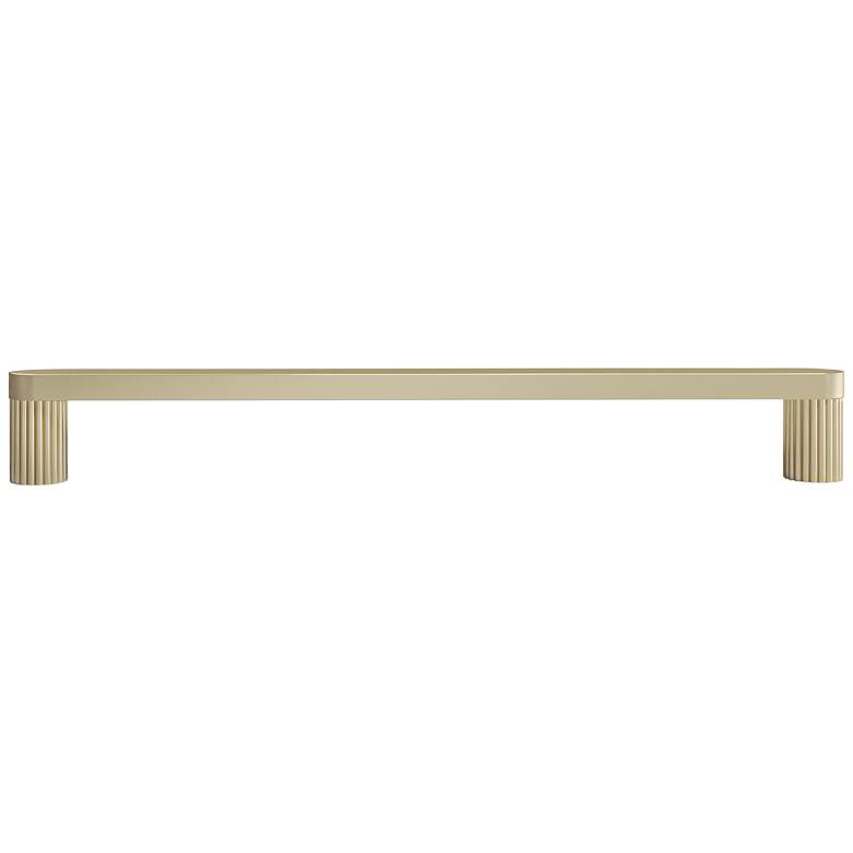 Image 1 Ribbed Satin Brass Metal 8 1/2" Wide Cabinet Pull