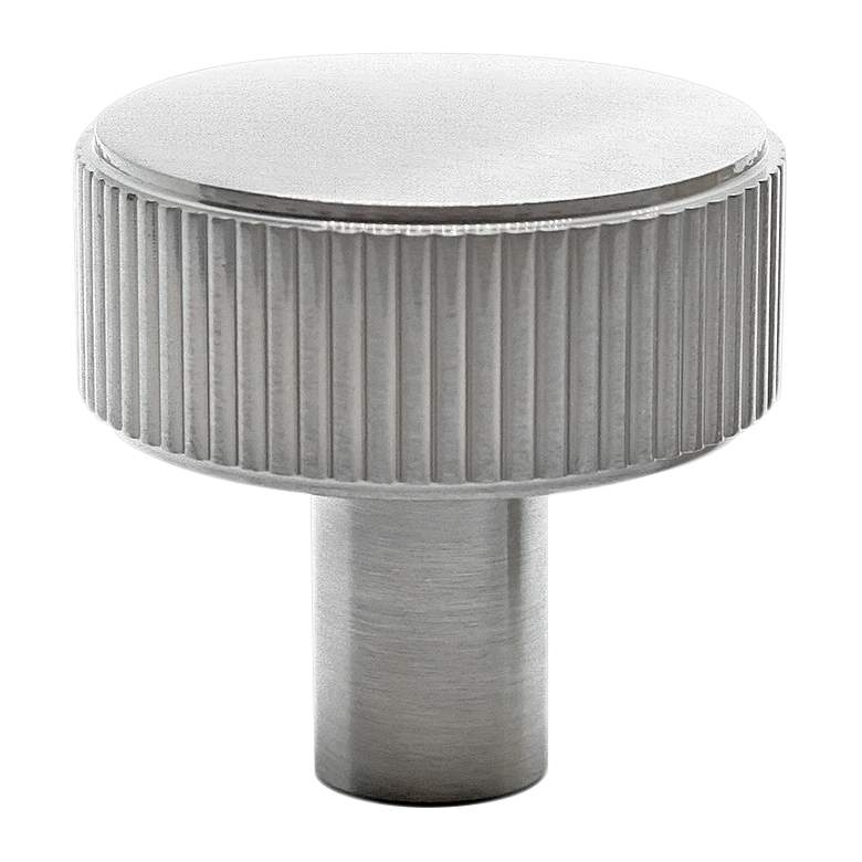 Image 1 Ribbed Satin Nickel Metal 1 1/2" Wide Cabinet Knob