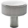 Ribbed Satin Nickel Metal 1 1/2" Wide Cabinet Knob
