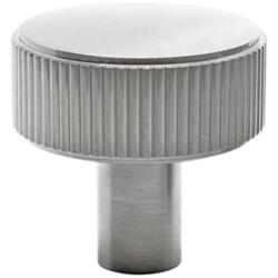 Ribbed Satin Nickel Metal 1 1/2" Wide Cabinet Knob