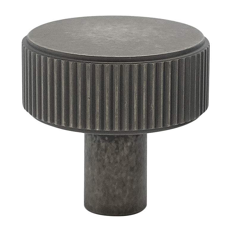Image 1 Ribbed Weathered Nickel Metal 1 1/2" Wide Cabinet Knob