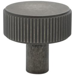 Ribbed Weathered Nickel Metal 1 1/2" Wide Cabinet Knob