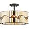 Ribbon 16"W Tiffany Style Black Ceiling Light