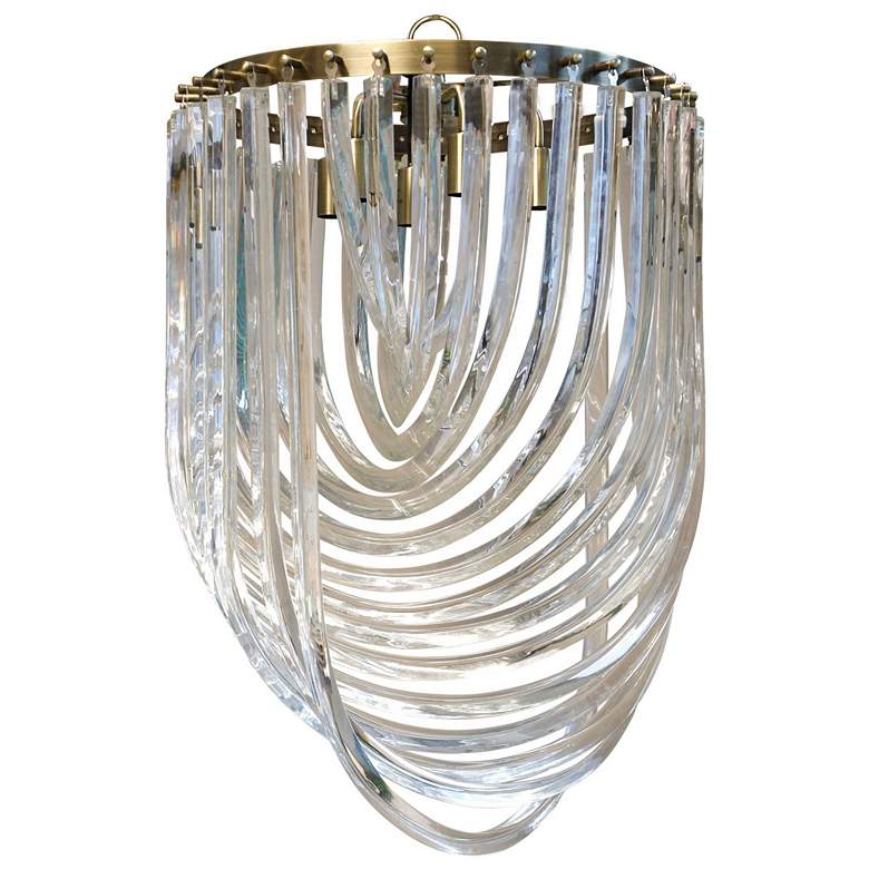 Image 1 Ribbon 20 inch Large Clear Acrylic Brass Metal Chandelier