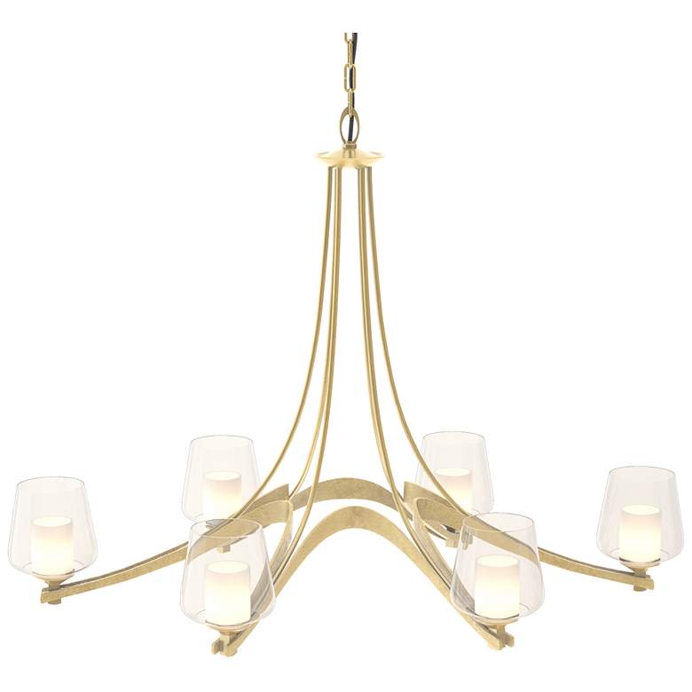 Image 1 Ribbon 38 1/2" Wide Modern Brass 6-Light Chandelier