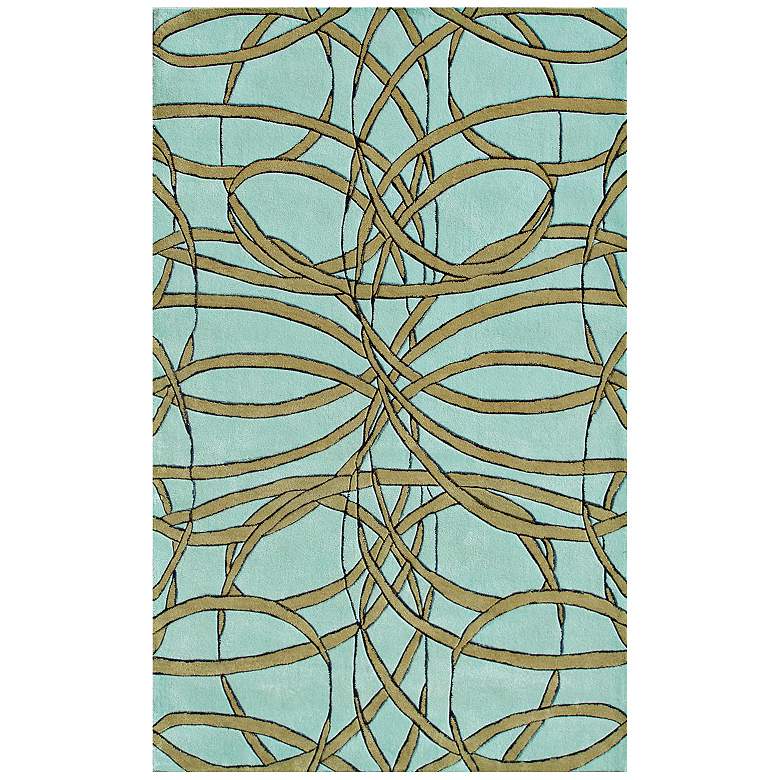 Image 1 Ribbon Dance Aqua Handmade Rug