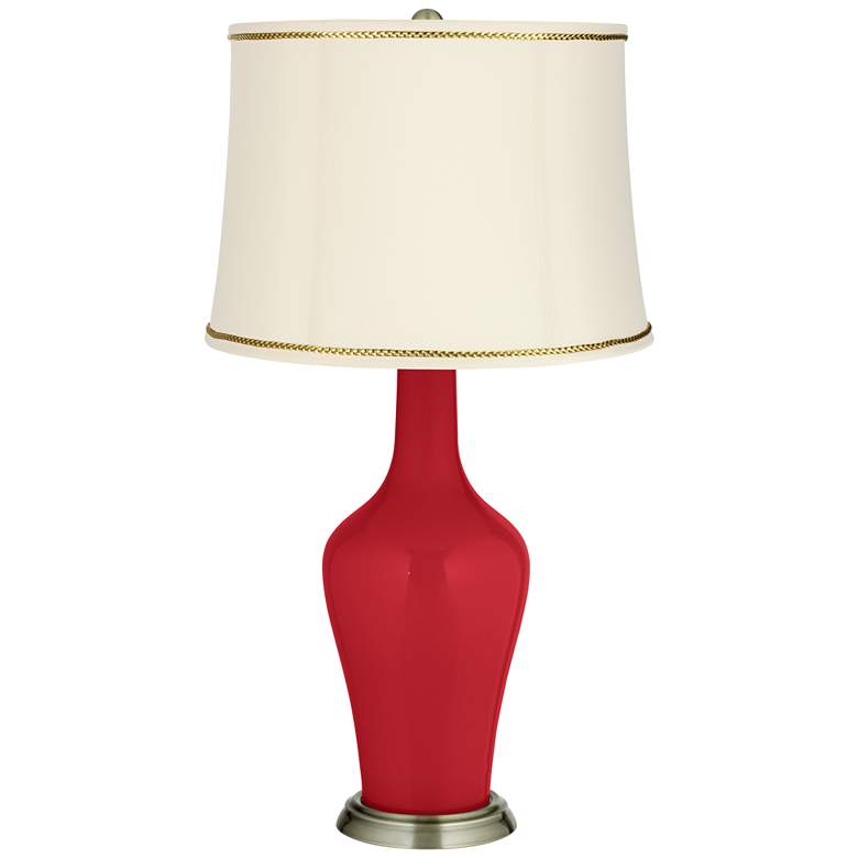 Image 1 Ribbon Red Anya Table Lamp with President&#39;s Braid Trim