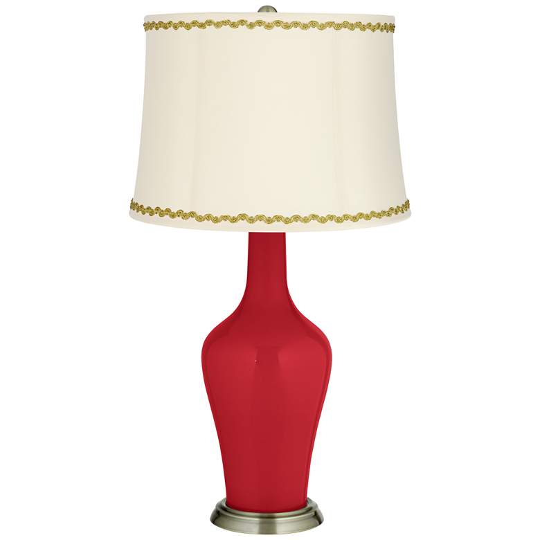 Image 1 Ribbon Red Anya Table Lamp with Relaxed Wave Trim