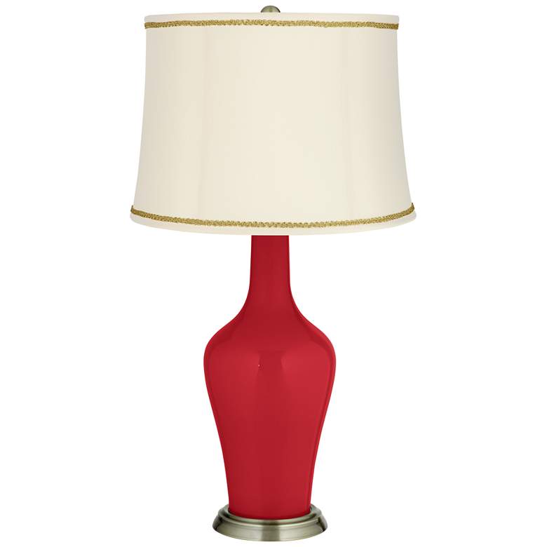 Image 1 Ribbon Red Anya Table Lamp with Scroll Braid Trim