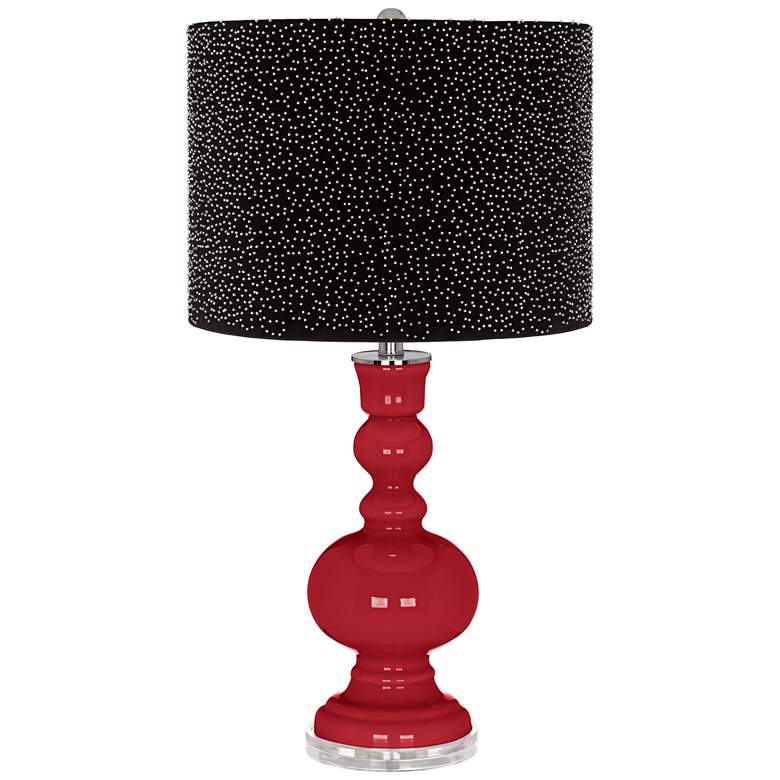 Image 1 Ribbon Red Apothecary Table Lamp w/ Black Scatter Gold Shade