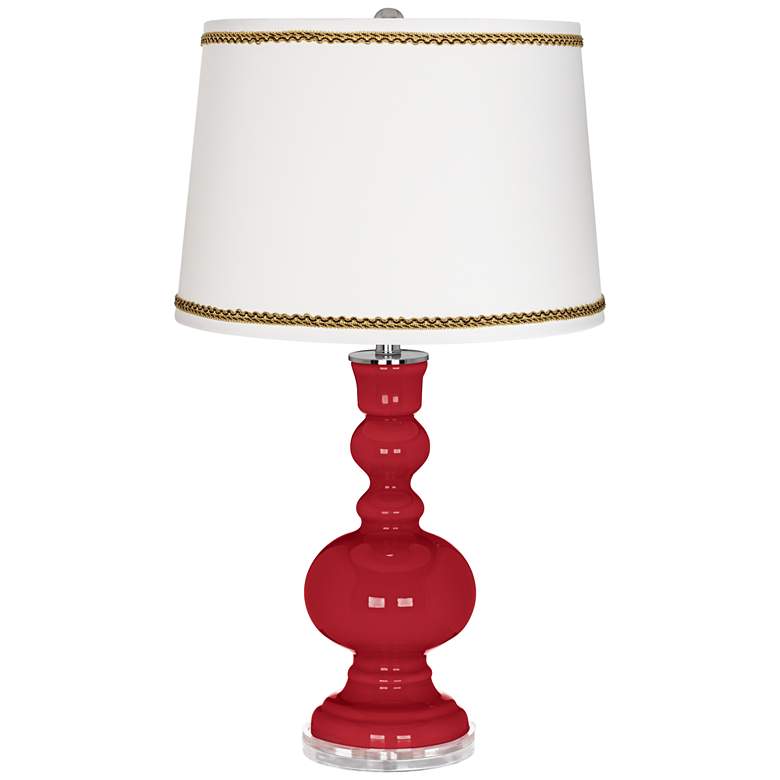 Image 1 Ribbon Red Apothecary Table Lamp with Twist Scroll Trim