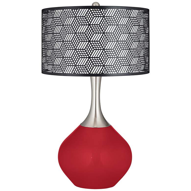 Image 1 Ribbon Red Black Metal Shade Spencer Table Lamp