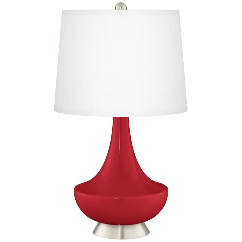 Image 2 Ribbon Red Gillan Glass Table Lamp with Dimmer