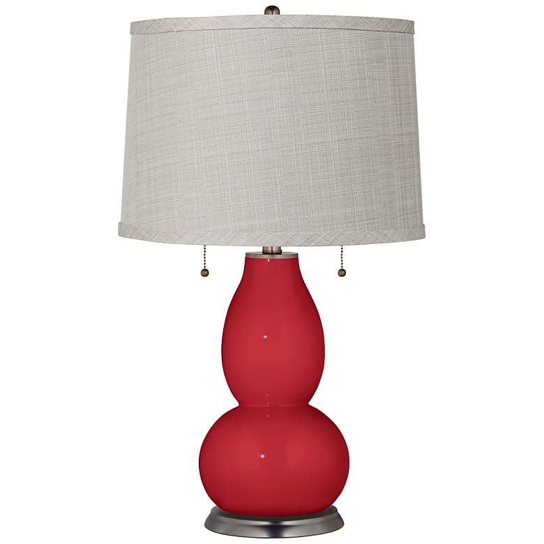 Image 1 Ribbon Red Gray Linen Fulton Table Lamp