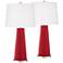 Ribbon Red Leo Table Lamp Set of 2 with Dimmers