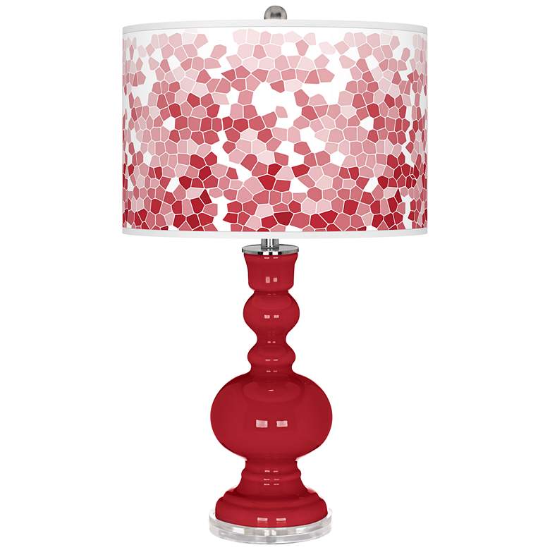 Image 1 Ribbon Red Mosaic Giclee Apothecary Table Lamp