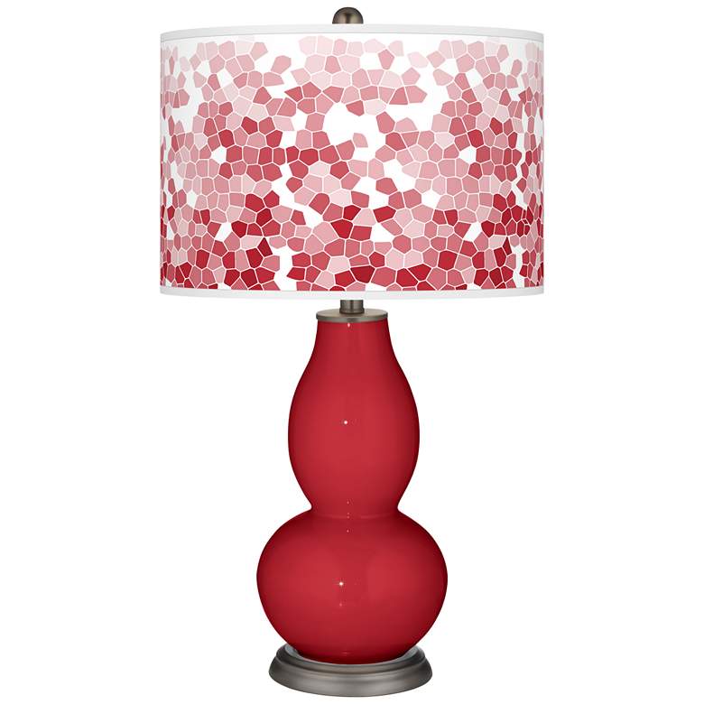 Image 1 Ribbon Red Mosaic Giclee Double Gourd Table Lamp