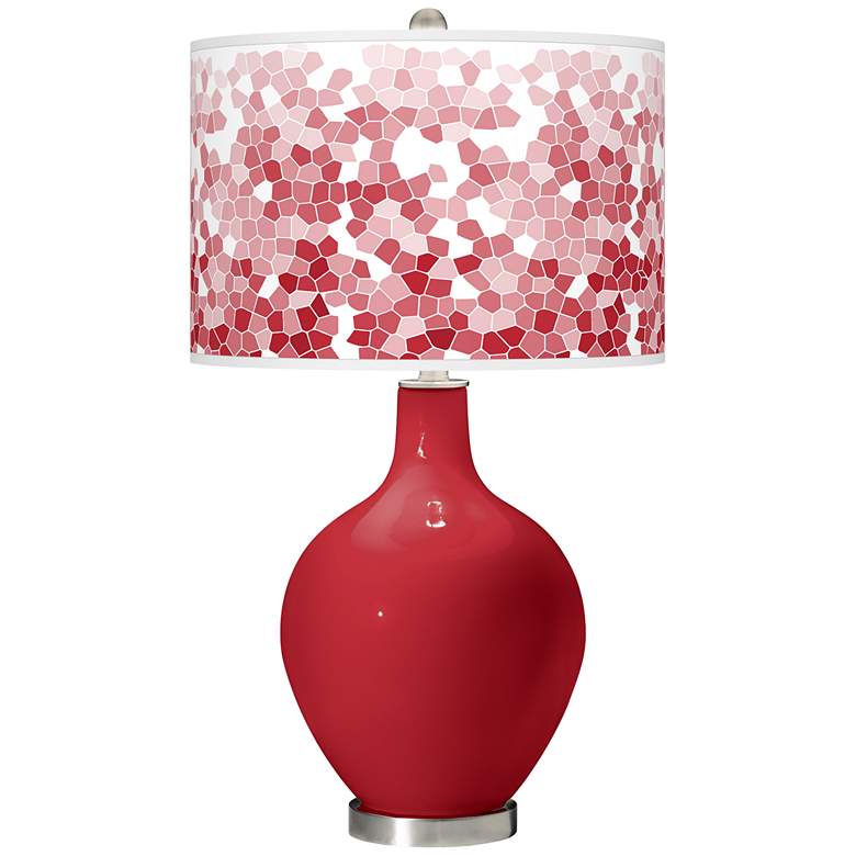 Image 1 Ribbon Red Mosaic Giclee Ovo Table Lamp