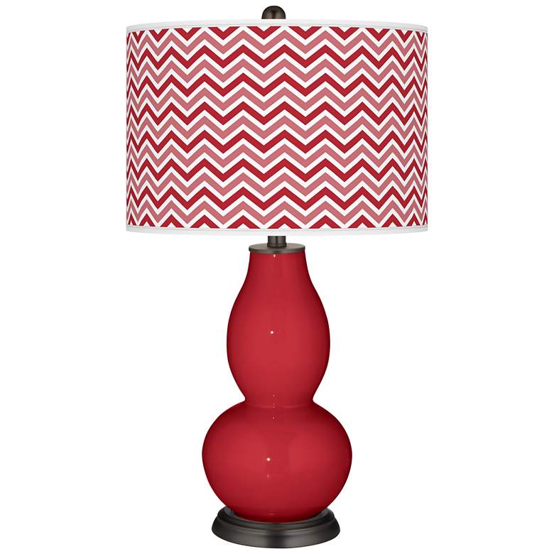 Image 1 Ribbon Red Narrow Zig Zag Double Gourd Table Lamp