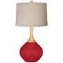 Ribbon Red Natural Linen Drum Shade Wexler Table Lamp