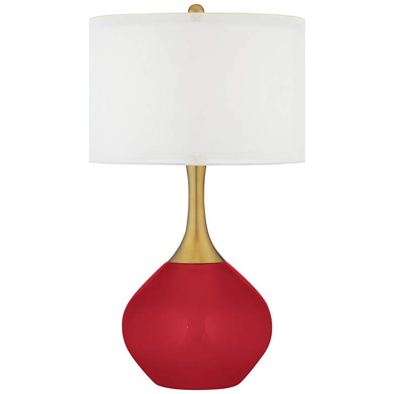 Image 1 Ribbon Red Nickki Brass Modern Table Lamp